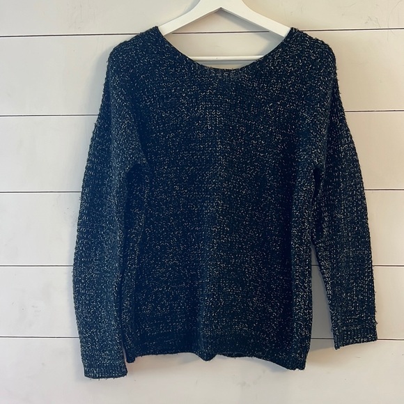 Forever21 Black Heather Sweater with cross cross open back Size Small - Picture 2 of 5